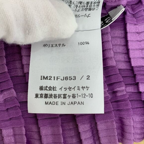 Issey Miyake Purple Pleated Round-Neck Top Size 2 Polyester Made In Japan NWT - Picture 3 of 7